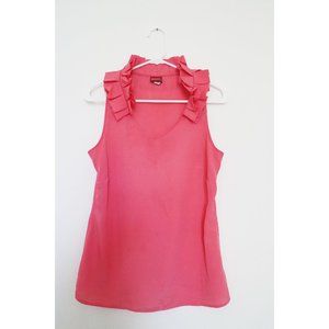 Merona Pink Sleeveless Ruffle V-Neck Top Size S